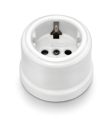 [30.202.17.2] Garby prise de courant avec contact latéral de terre Schuko 16A/250V tout porcelaine blanc