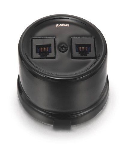 [30.707.27.2] Garby double prise RJ45 Cat.6 porcelaine noir