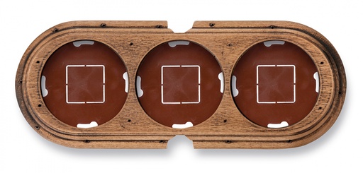 [30.853.21.2] Garby socle 3 modules horizontale avec 2 passe-câble hêtre vieilli