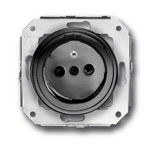 [31.208.02.2] Garby Colonial stopcontact met pinaarding 16A/250V kunststof zwart