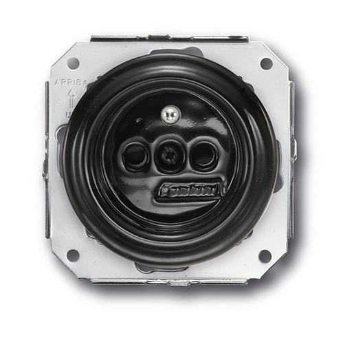 [31.208.27.2] Garby Colonial stopcontact met pinaarding 16A/250V porselein zwart