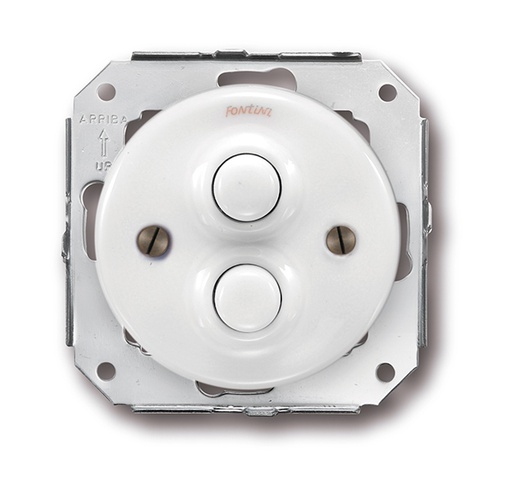 [31.343.17.2] Garby Colonial double bouton poussoir 10A/250V AC - 24V DC porcelaine blanc