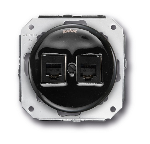 [31.707.27.2] Garby Colonial double prise RJ45 porcelaine noir