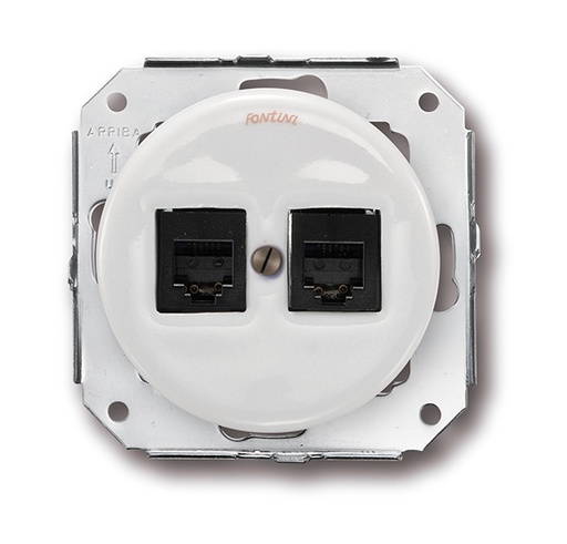 [31.708.17.2] Garby Colonial double prise RJ12 + RJ45 porselein wit