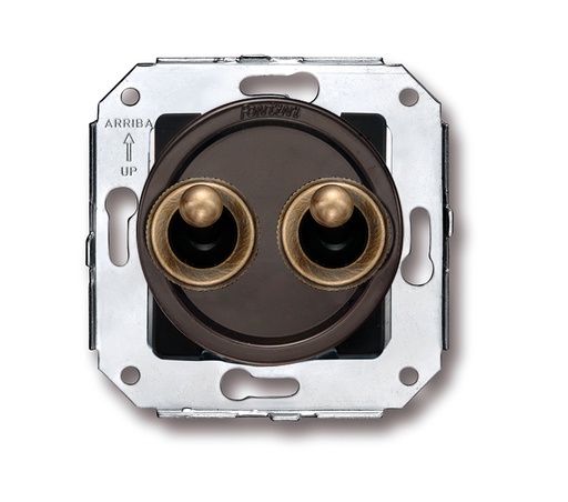 [65.302.57.2] Venezia double two-way switch 10A/250V brown/toggle switch bronze
