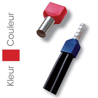 [T10D] Embout de câble avec deux conducteurs rouge 2x10,00mm² - L = 14mm