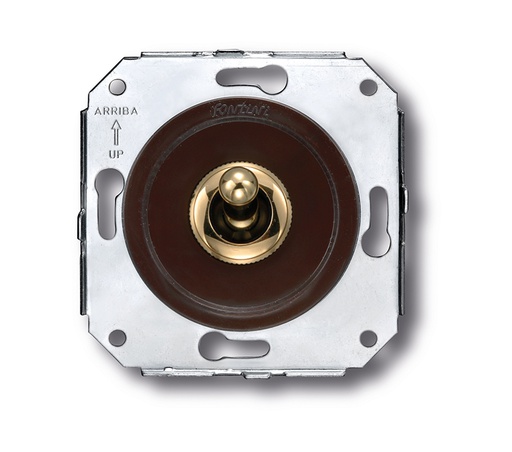 [65.312.54.2] Venezia tuimel/drukknop 10A/250V AC - 24V DC 10A/250V bruin/knop verguld