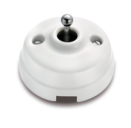 [60.314.44.2] Dimbler switch II pôles 10A/250V, dome porcelain white/knob chrome