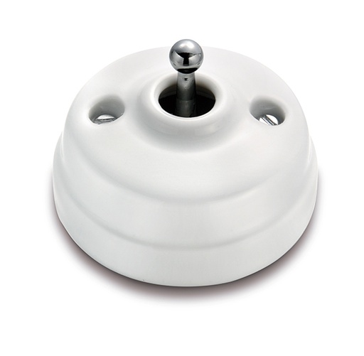 [60.314.64.2] Dimbler II-polige schakelaar 10A/250V basis en dome porselein wit/knop chroom