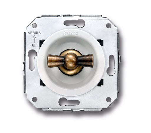 [35.328.59.2] Venezia draai/drukknop 10A/250V wit/vlinderknop brons