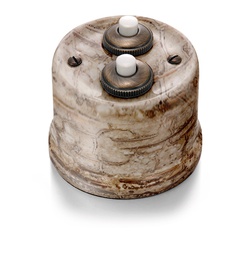 [30.343.15.2] Garby dubbele drukknop 10A/250V AC, 24V DC porselein decoratie reggia