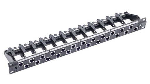 [FRN 812472] Panneau de brassage │ 19" │ 1U │ 24xRJ45/s │ R10 │ Cat.6 │ noir │ rempli