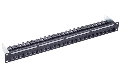 [FRN 813483] 19" 1U PC patch panel 24-port/s, Cat.6A, black, unloaded