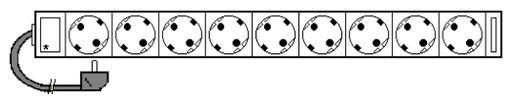 [PUL 600073-PE] 19" stekkerdoos (9x) randaarde 3G1.5 2m   V1