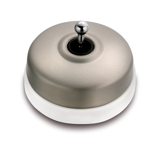 [60.310.56.2] Dimbler push button 10A/250V AC - 24V DC 10A/250V base porcelain white/dome nickel
