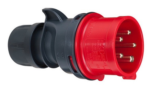 [S42SL30] CEE fiche mâle avec connexion sans vis IP44 4P/32A 400V rouge