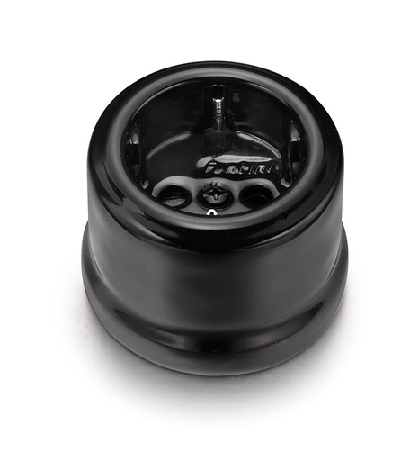 [30.202.27.2] Garby prise de courant avec contact latéral de terre Schuko 16A/250V tout porcelaine noir