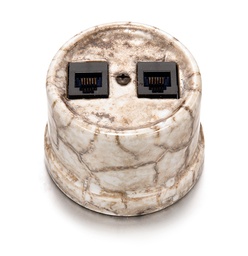 [30.708.15.2] Garby double prise RJ12 + RJ45 Cat.6 porcelain decoration reggia
