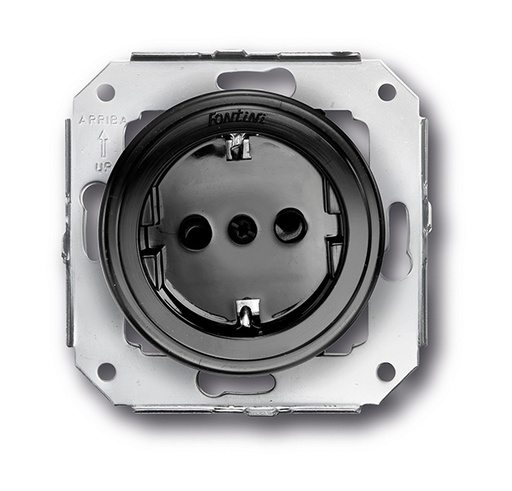 [31.212.02.2] Garby Colonial prise de courant avec contact latéral de terre Schuko 16A/250V en plastique noir