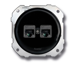 [34.708.27.2] DO installation encastrée double prise RJ12 + RJ45 CAT6 en porcelaine noire