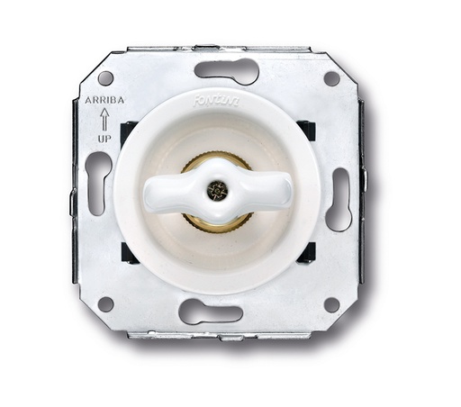 [35.300.23.2] Venezia double interrupteur unipolaire 10A/250V blanc/bouton rotatif rétro porcelaine blanc