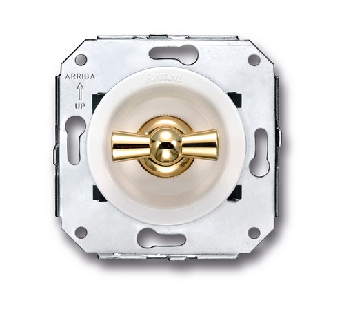 [35.300.30.2] Venezia double interrupteur unipolaire 10A/250V blanc/noeud de papillon or