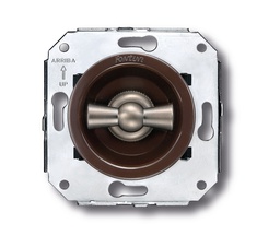 [35.306.52.2] Venezia interrupteur unipolaire 10A/250V bruin/noeud de papillon nickelé