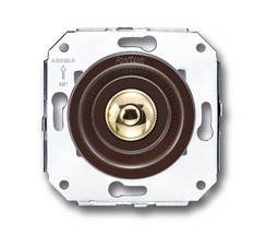 [35.310.54.2] Venezia bouton poussoir 10A/250V AC - 24V DC marron/bouton poussoir or