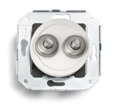 [35.343.25.2] Venezia double bouton poussoir 10A/250V AC - 24V DC blanc/bouton poussoir RVS