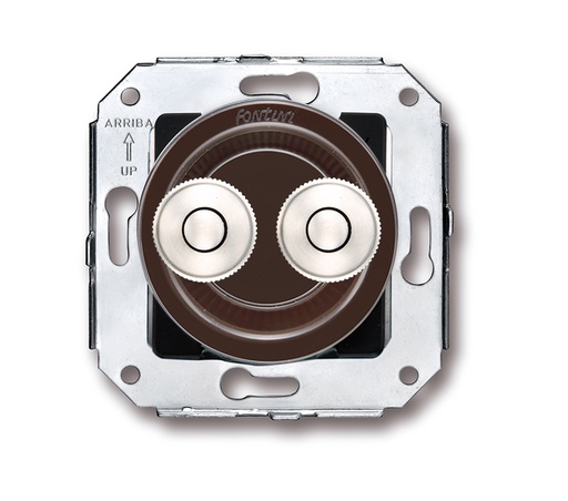 [35.343.52.2] Venezia double bouton poussoir 10A/250V AC - 24V DC marron/bouton poussoir nickelé