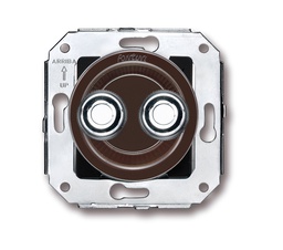 [35.343.58.2] Venezia double bouton poussoir 10A/250V AC - 24V DC marron/bouton poussoir chromé