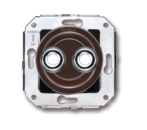 [35.343.58.2] Venezia dubbele drukknop 10A/250V AC - 24V DC bruin/drukknop chroom