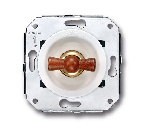 [35.344.16.2] Venezia double poussoir rotatif 10A/250V blanc/noeud de papillon hêtre