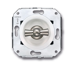 [35.344.25.2] Venezia double poussoir rotatif 10A/250V blanc/noeud de papillon nickelé