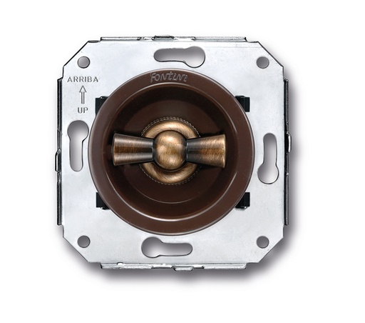 [35.344.57.2] Venezia dubbele draai/drukknop 10A/250V bruin/vlinderknop brons