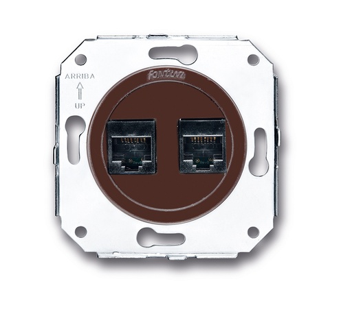 [35.708.03.2] Venezia double prise RJ12 + RJ45 Cat.6 bruin