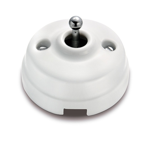 [60.312.44.2] Dimbler tuimel/drukknop 10A/250V AC - 24V DC basis, dome porselein wit/knop chroom