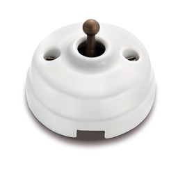 [60.312.45.2] Dimbler toggle switch 10A/250V AC - 24V DC, dome porcelain white/knob bronze