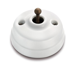 [60.312.65.2] Dimbler toggle switch 10A/250V AC - 24V DC base,dome porcelain white/knob bronze
