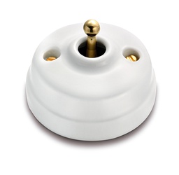 [60.314.63.2] Dimbler interrupteur bipolaire 10A/250V base et dome en porcelaine blanc/bouton or