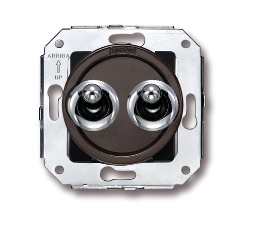 [65.342.52.2] Venezia double electric blinds mechanism 10A/250V brown/toggle switch chrome