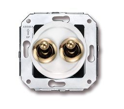 [65.345.30.2] Venezia double toggle switch 10A/250V AC - 24V DC 10A/250V white/knob gold