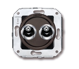 [65.345.52.2] Venezia double toggle switch 10A/250V AC - 24V DC 10A/250V brown/knob chrome