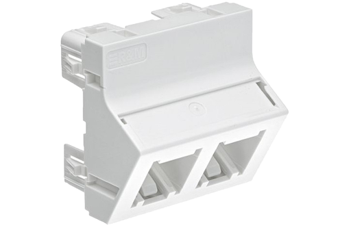 [FRN 833453] Plastron incliné 45x45, 2x1-port Cat.6A, blanc (RAL 9003)