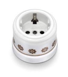 [30.202.63.2] Garby stopcontact met randaarding 16A/250V volledig porselein decoratie bruin/goud