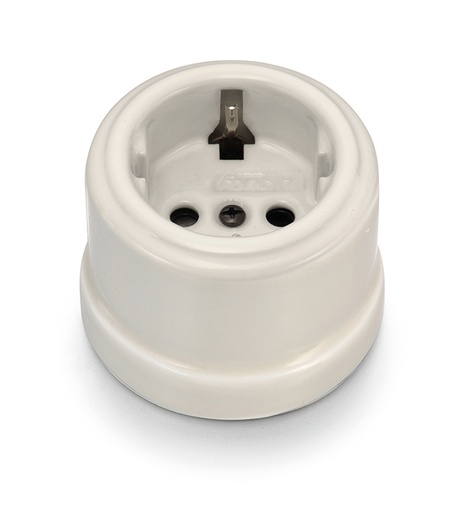 [30.202.88.2] Garby socket with side earth contact Schuko 16A/250V porcelain Cru