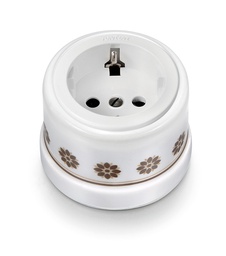 [30.204.63.2] Garby stopcontact met randaarding 16A/250V porselein met kunsstof insert decoratie bruin/goud