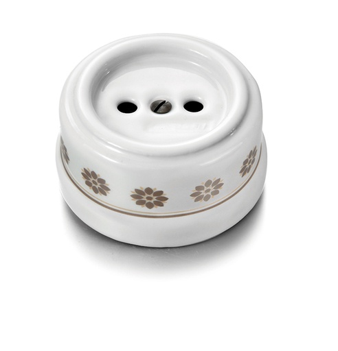 [30.205.63.2] Garby prise de courant sans terre 16A/250V en porcelaine décor marron/doré
