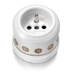 [30.211.63.2] Garby prise de courant avec terre 16A/250V en porcelaine décor marron/doré