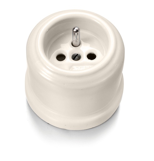[30.211.88.2] Garby prise de courant avec terre 16A/250V en porcelaine Cru